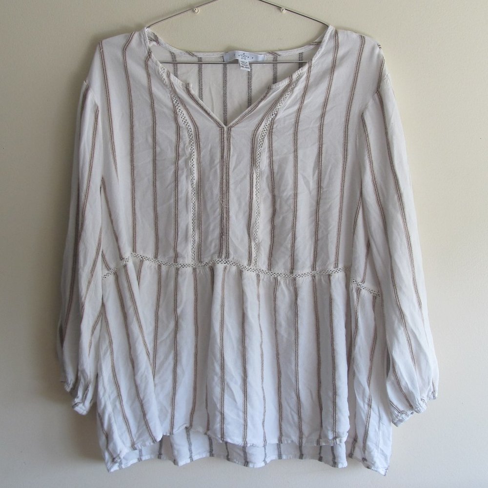 White with Brown Stripe Blouse